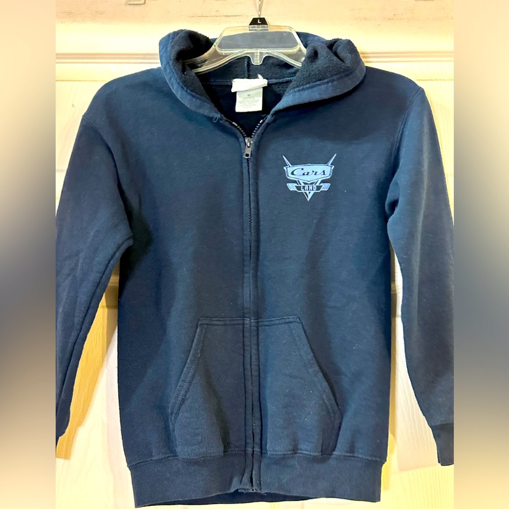 EUC Disney Cars Land Kid's Black Hoodie Sweatshirt‎ with Fleece Comfort Size M